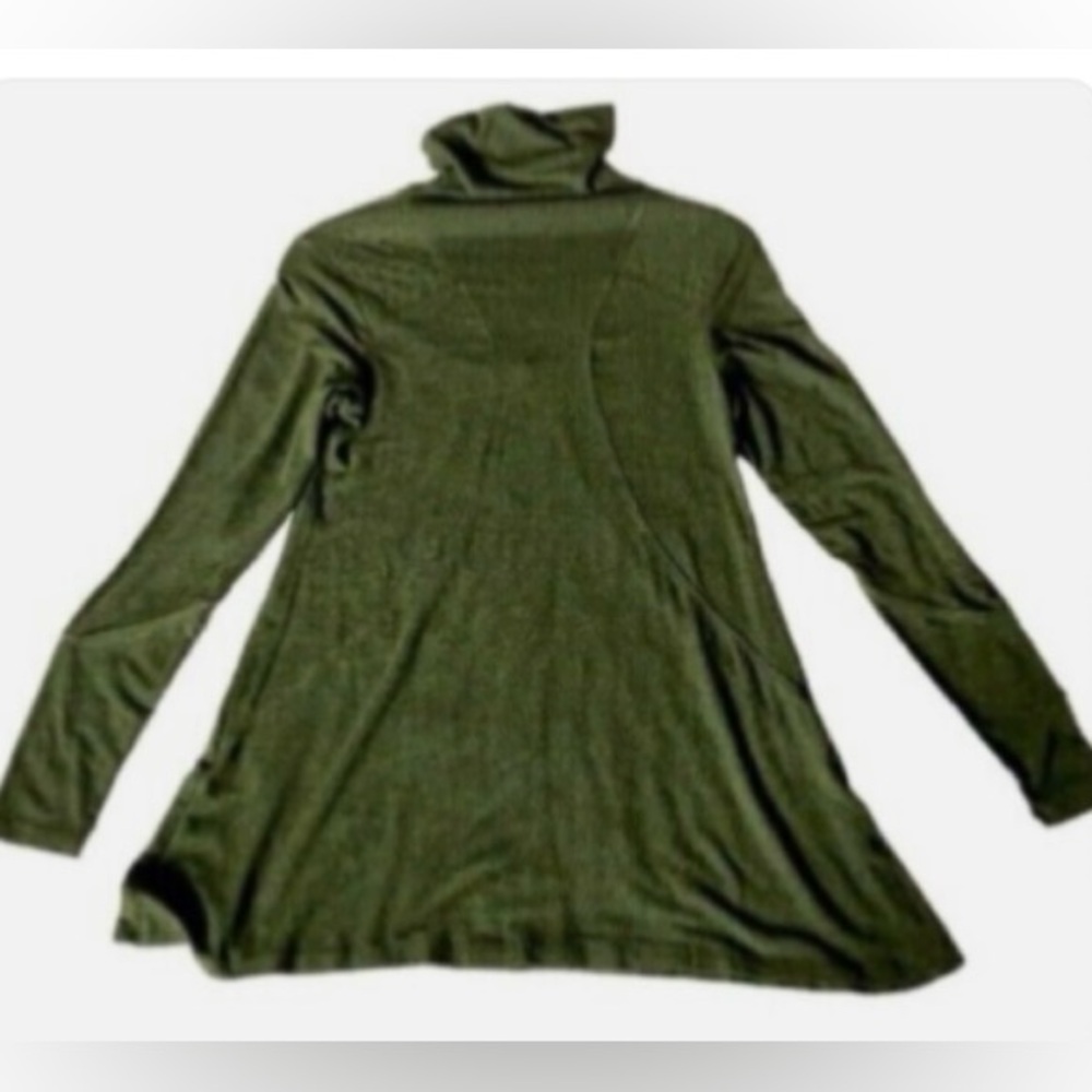 Kay Celine Green Moto Topstitch Knit Turtleneck Sweater Top XS